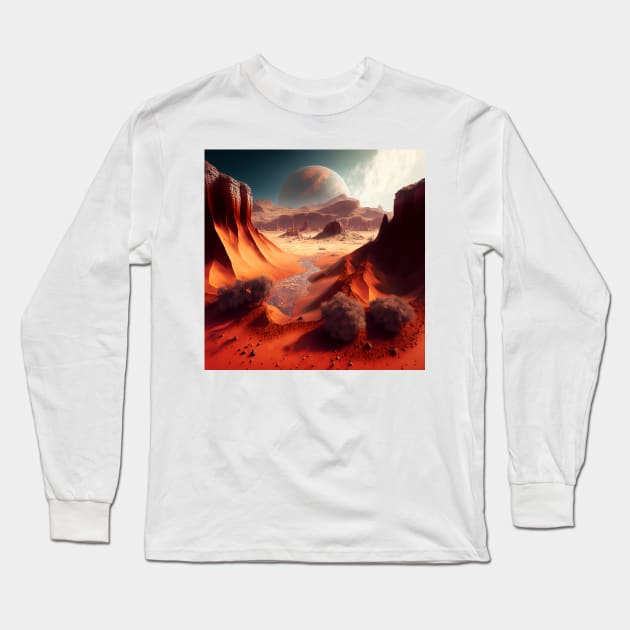 Mars Terraforming Long Sleeve T-Shirt by AiArtPerceived